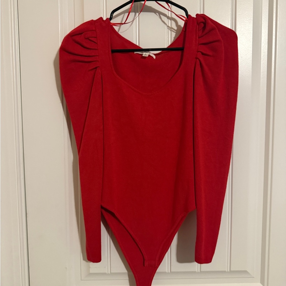 Red Ruffle Sleeve Bodysuit Chic & Feminine